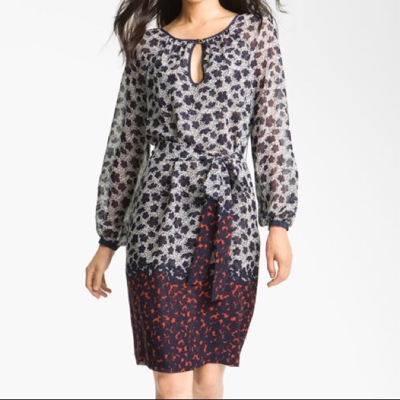 Tory Burch Lisa Silk Floral Keyhole Dress Size 6 - Picture 1 of 14